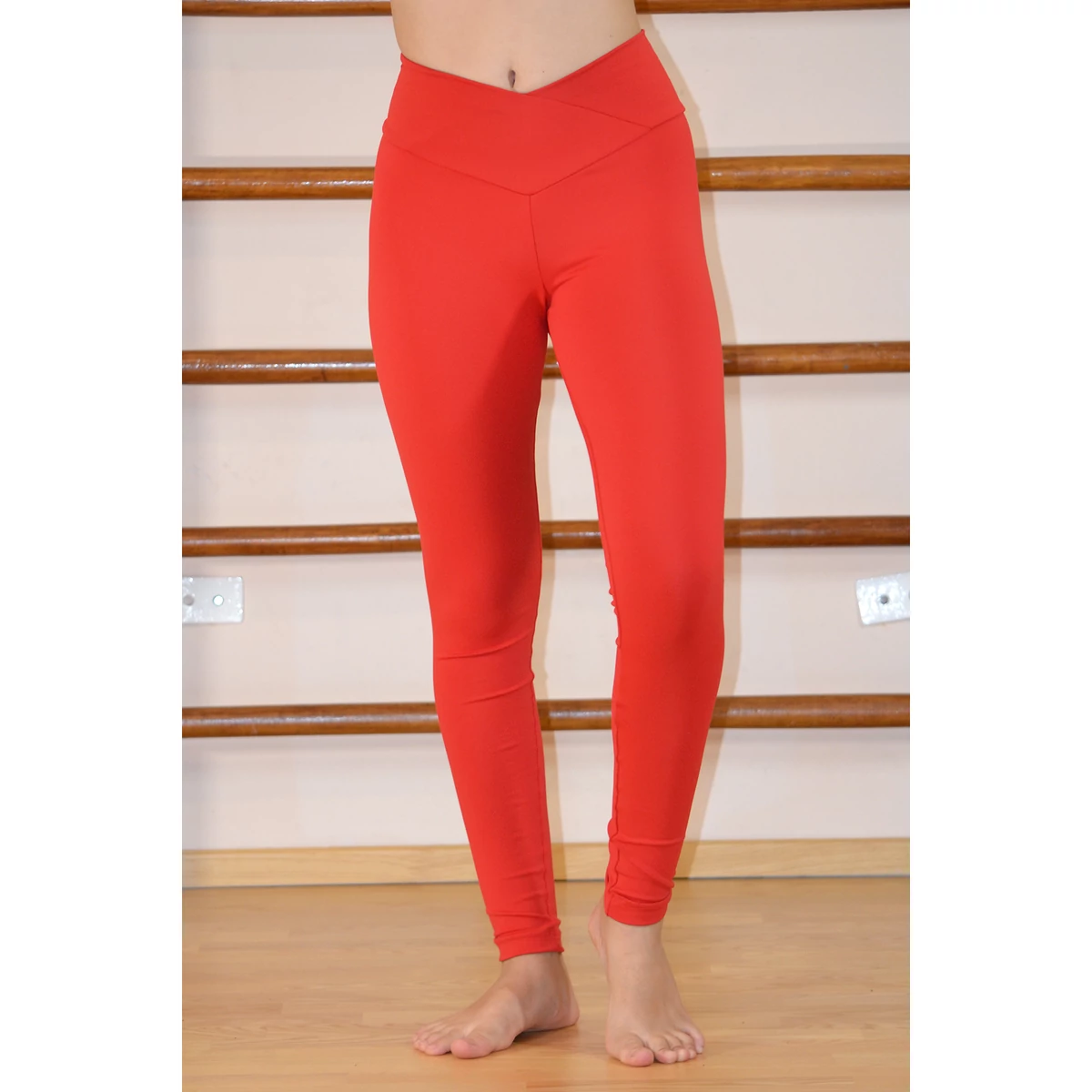 Piros basic "V" derekú női fitness sport leggings