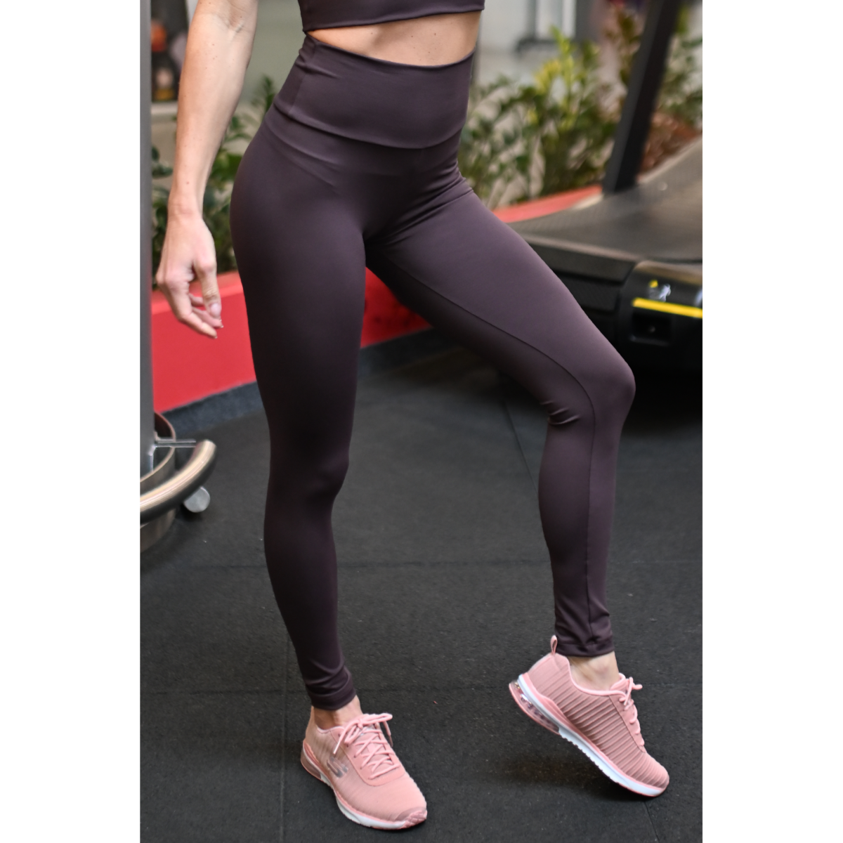 Barna basic magasderekú női fitness sport leggings