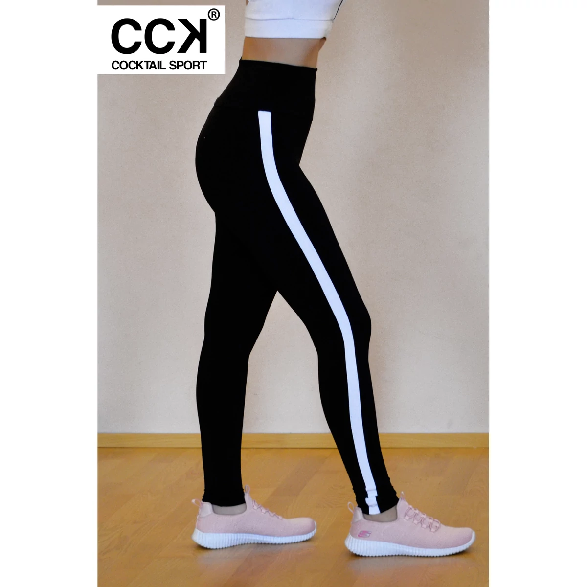 Fekete - fehér basic betétes leggings