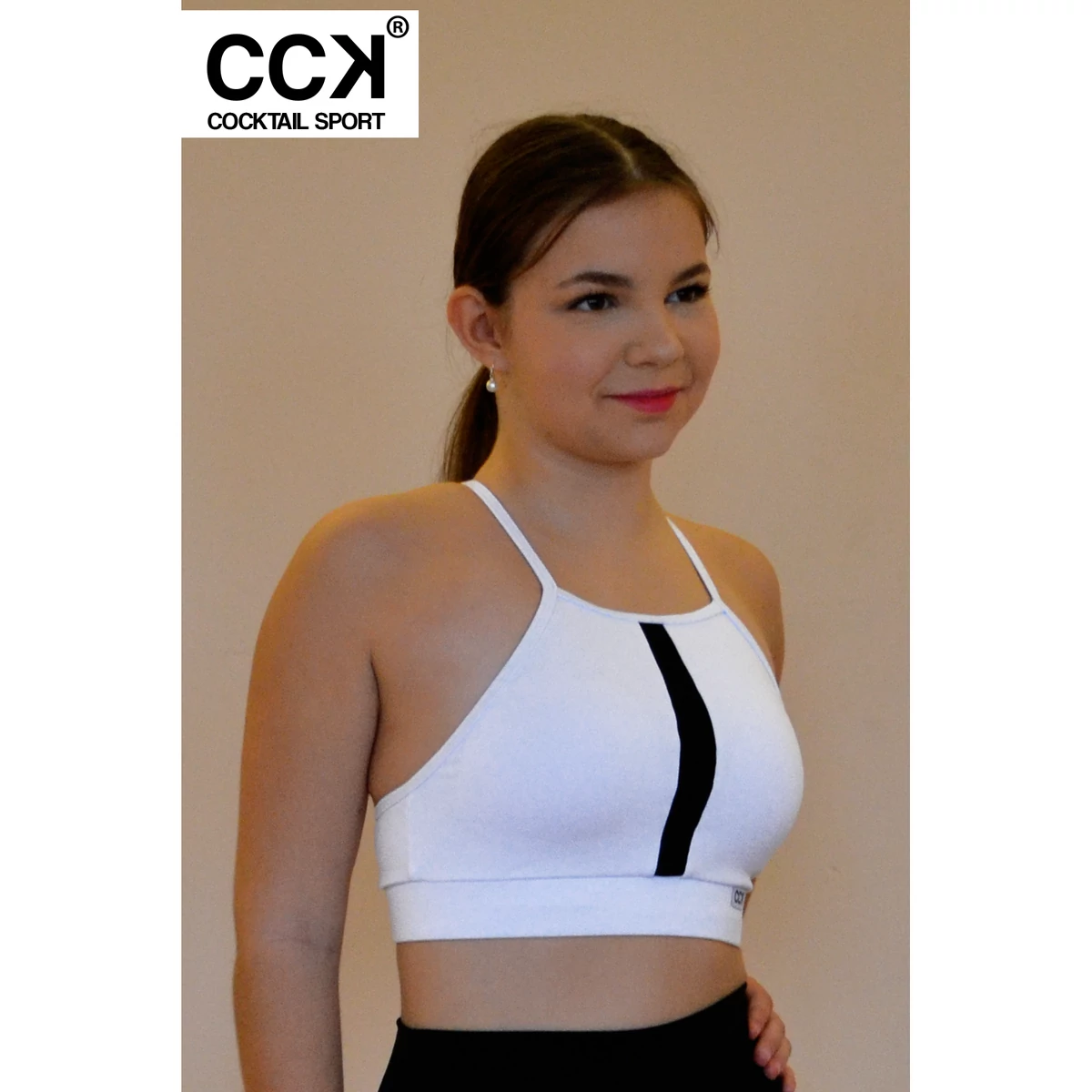 Fehér - fekete basic betétes sport top