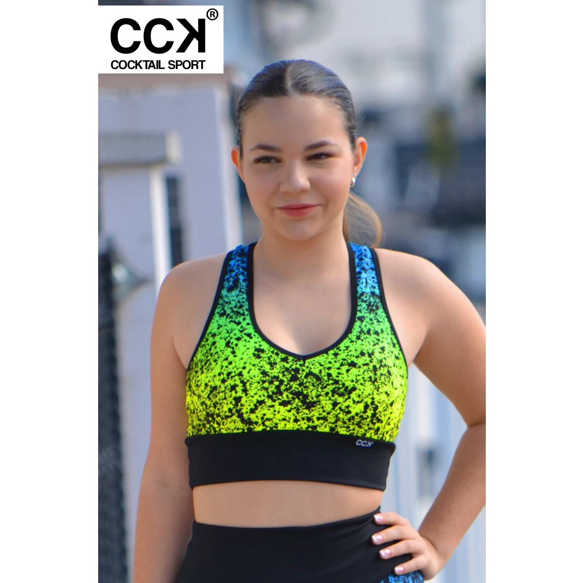 &quot;Splash&quot; crop top, kék színatmenetes