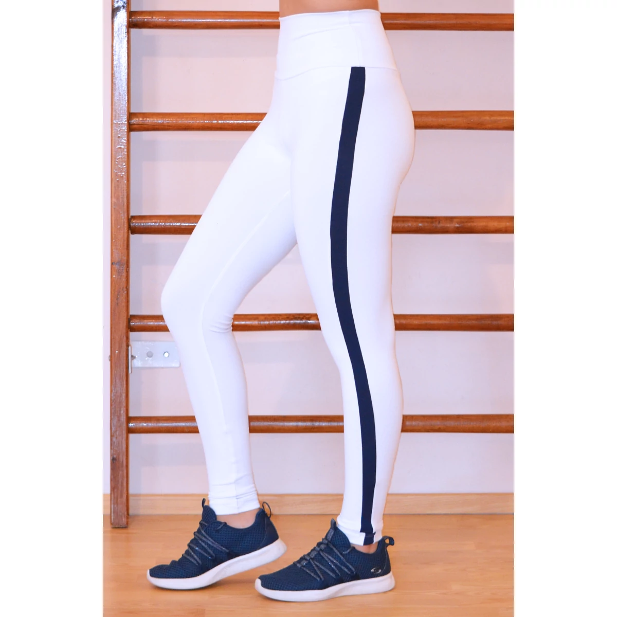 Fehér - sötétkék basic betétes leggings