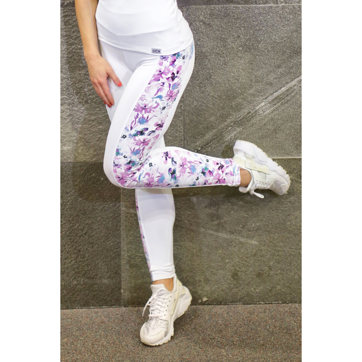 Virág mintás hullám női fitness boka nadrág