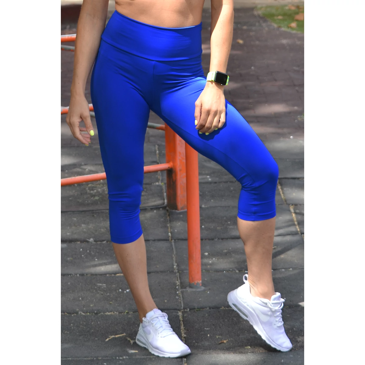 Királykék basic magasderekú női fitness sport caprinadrág