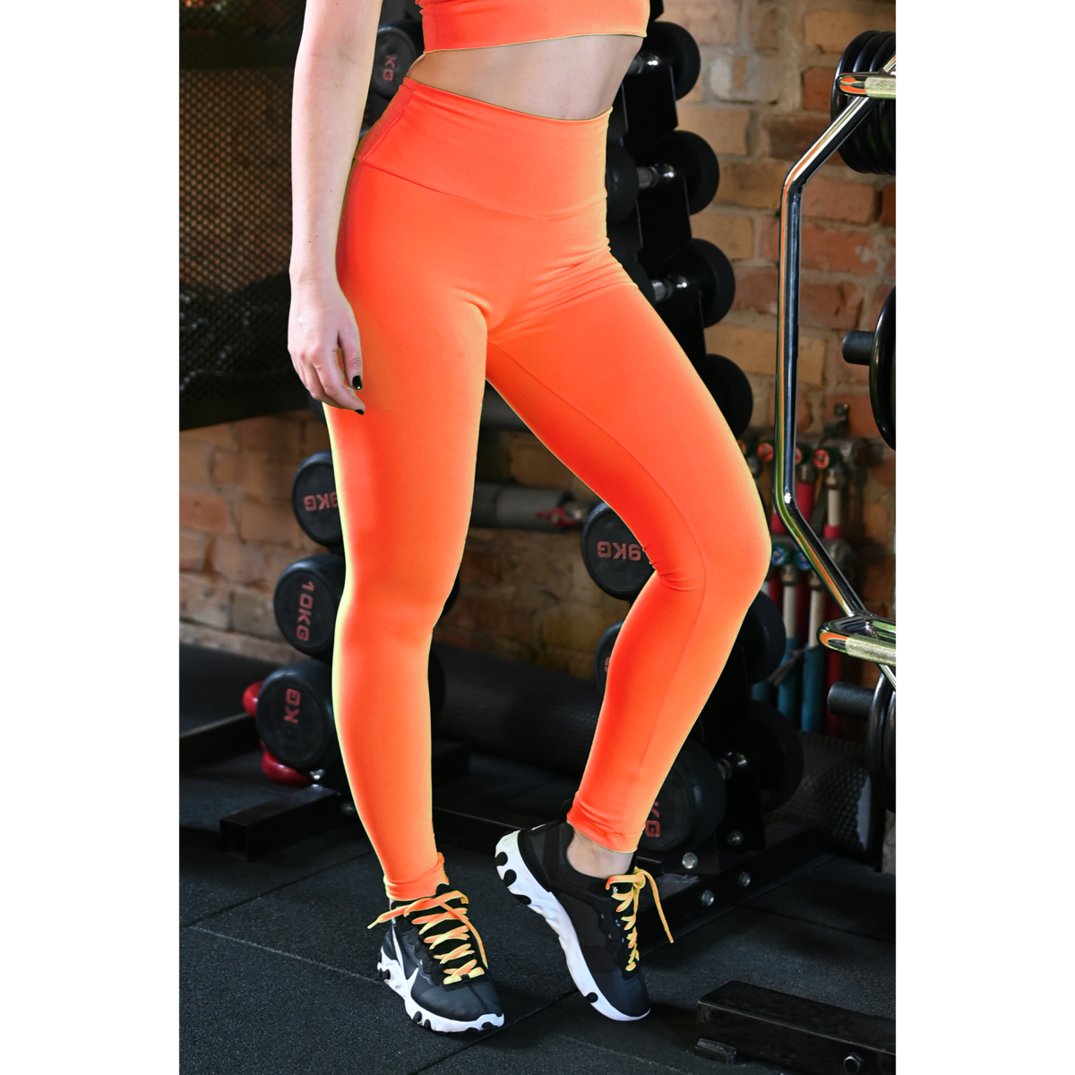 Narancssárga basic magasderekú női fitness sport leggings