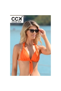 Narancssárga basic, push up háromszög formakosaras bikini felső