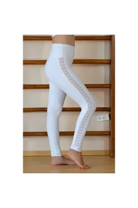 Fehér csipke oldal betétes, magasderekú női fitness sport leggings