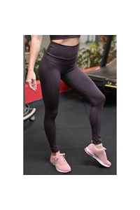 Barna basic magasderekú női fitness sport leggings