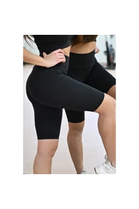 Fekete basic, magasderekú női fitness biciklis short