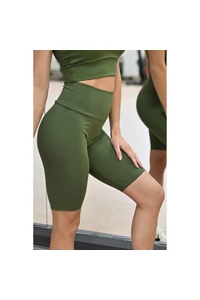 Khakizöld basic, magasderekú női fitness biciklis short