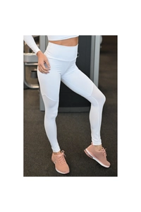 Fehér mesh betétes női fitness sport leggings