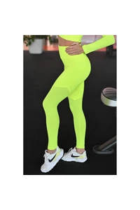 Neon sárga, "mesh" betétes női fitness sport leggings