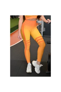 Melange napsárga oldalt csíkos női fitnesz boka nadrág