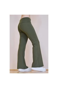 Khakizöld basic magasderekú, bő szárú leggings