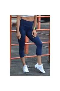 Sötétkék basic magasderekú női fitness sport caprinadrág