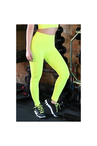 Neon sárga basic magasderekú női fitness sport leggings