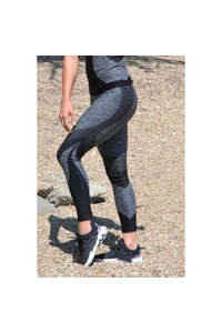 Melange fekete ívelt mintás női fitnesz 7/8-os leggings