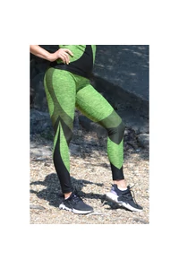 Melange neonzöld ívelt mintás női fitnesz 7/8-os leggings