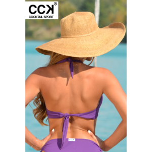 Padlizsán lila basic, kivehető szivacsos, oldalpántos, D kosaras háromszög bikini felső