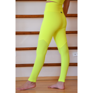 Neon sárga, "mesh" betétes női fitness sport leggings