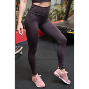 Kép 1/2 - Barna basic magasderekú női fitness sport leggings