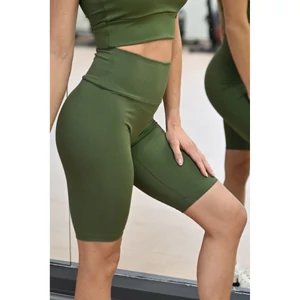 Kép 1/3 - Khakizöld basic, magasderekú női fitness biciklis short