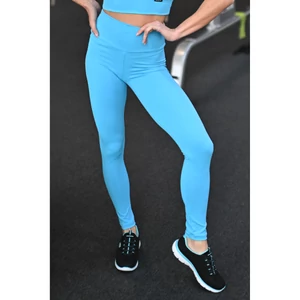Kép 1/3 - Cian kék basic magasderekú női fitness sport leggings