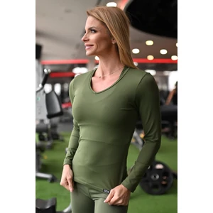 Kép 3/3 - Fitnesz hosszú ujjú felső, khakizöld (oliva)