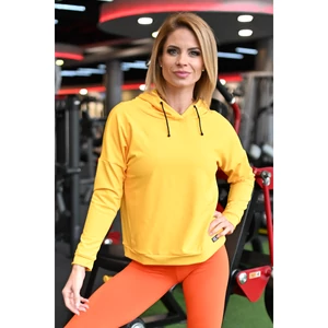 Kép 1/3 - Kapucnis fitnesz felső, napsárga