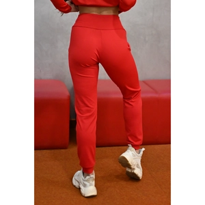Kép 2/4 - Piros basic magasderekú női melegítő nadrág