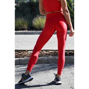 Piros extra fényes, csiszolt, húzott fenekű női leggings