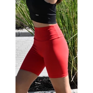 Kép 3/4 - Piros basic, magasderekú női fitness középhosszú short