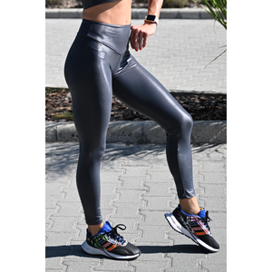 Grafisztürke extra fényes, csiszolt, magasderekú női leggings