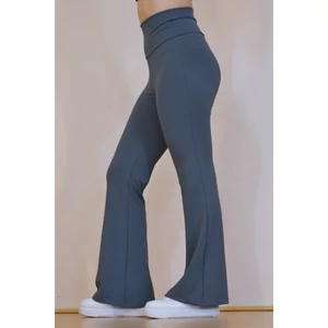 Kép 4/6 - Galambszürke basic magasderekú, bő szárú leggings