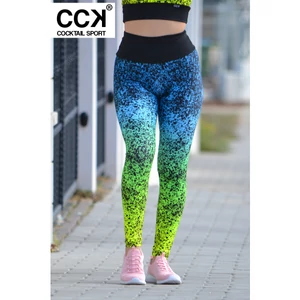 Kép 1/3 - &quot;Splash&quot; magasderekú női fitnesz leggings, kék színátmenetes