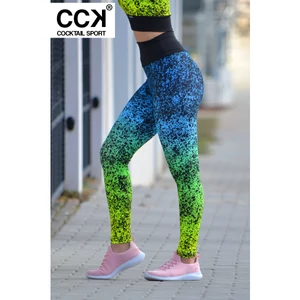 Kép 3/3 - "Splash" magasderekú női fitnesz leggings, kék színátmenetes