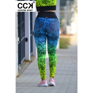 Kép 2/3 - "Splash" magasderekú női fitnesz leggings, kék színátmenetes