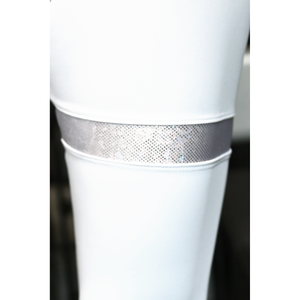 Fehér hologram combfix betétes, magasderekú női fitness sport leggings