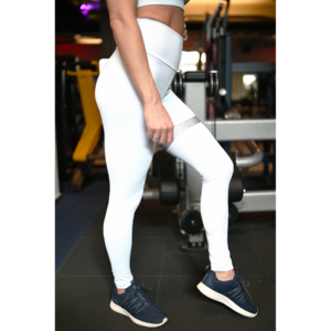 Fehér hologram combfix betétes, magasderekú női fitness sport leggings