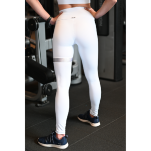 Fehér hologram combfix betétes, magasderekú női fitness sport leggings