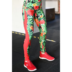 Flame női fitness tüll leggings, dzsungel-piros