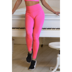 Kép 1/2 - Neon pink (rosa shocking) basic magasderekú női fitness sport leggings