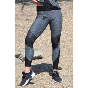 Kép 3/4 - Melange fekete ívelt mintás női fitnesz 7/8-os leggings