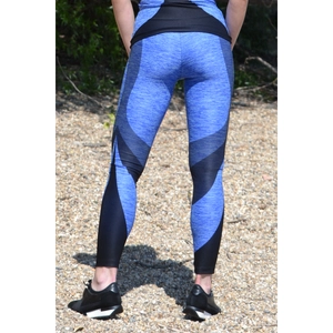 Kép 2/2 - Melange kék ívelt mintás női fitnesz 7/8-os leggings