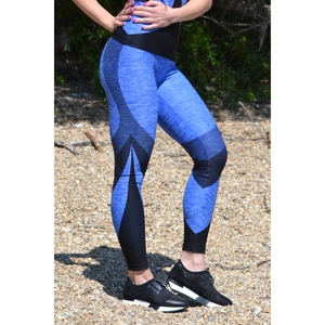 Kép 1/2 - Melange kék ívelt mintás női fitnesz 7/8-os leggings