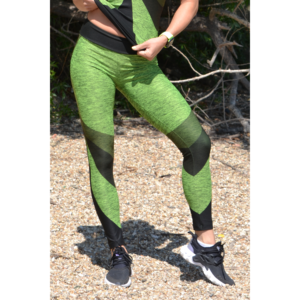 Melange neonzöld íves 7/8-os leggings + íves atléta szett