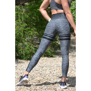 Melange fekete női fitnesz magasderekú 7/8-os leggings
