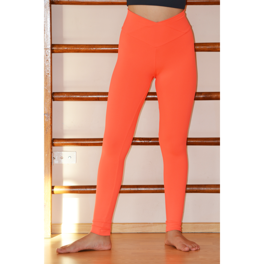 Neon korall (rio) basic "V" derekú női fitness sport leggings