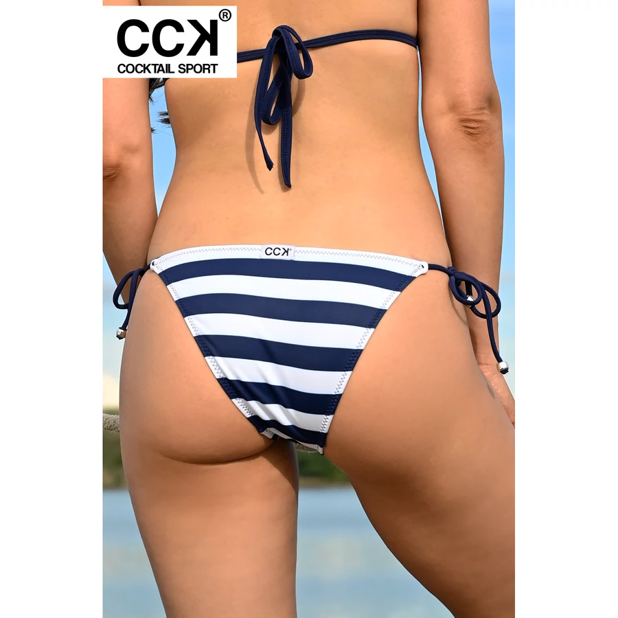 Matróz csíkos, hagyományos fazonú, vékonypántos megkötős bikini alsó