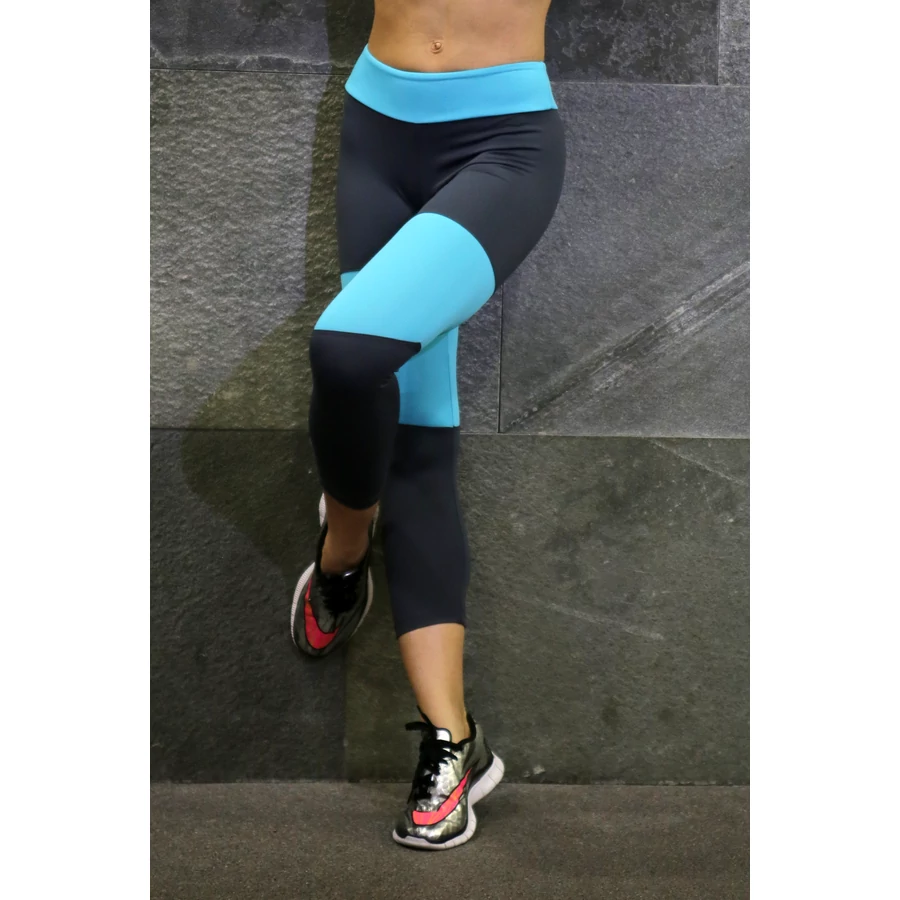Szürke-menta basic női fitness capri nadrág - CCK - COCKTAIL SPORT